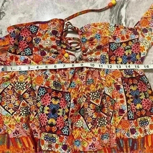 SHEIN VCAY Floral Print Open Back Drawstring Halter Dress Multicolor Size M - Picture 8 of 9